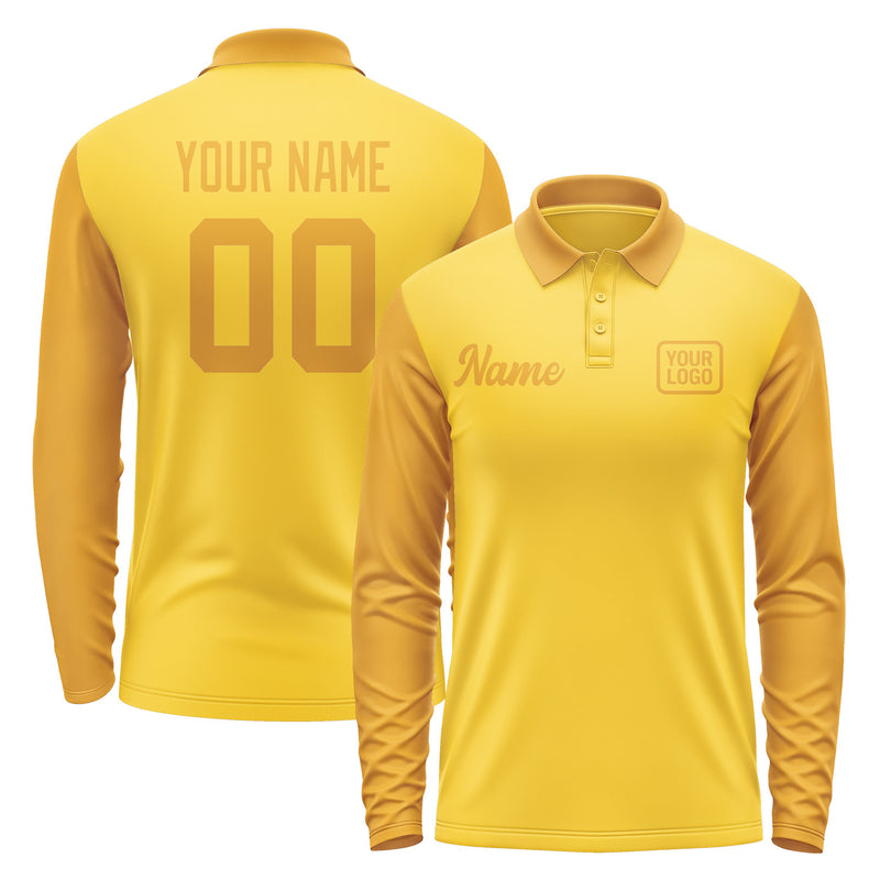 Custom Gold Yellow Long Sleeve Polo Shirt Pl301919B119