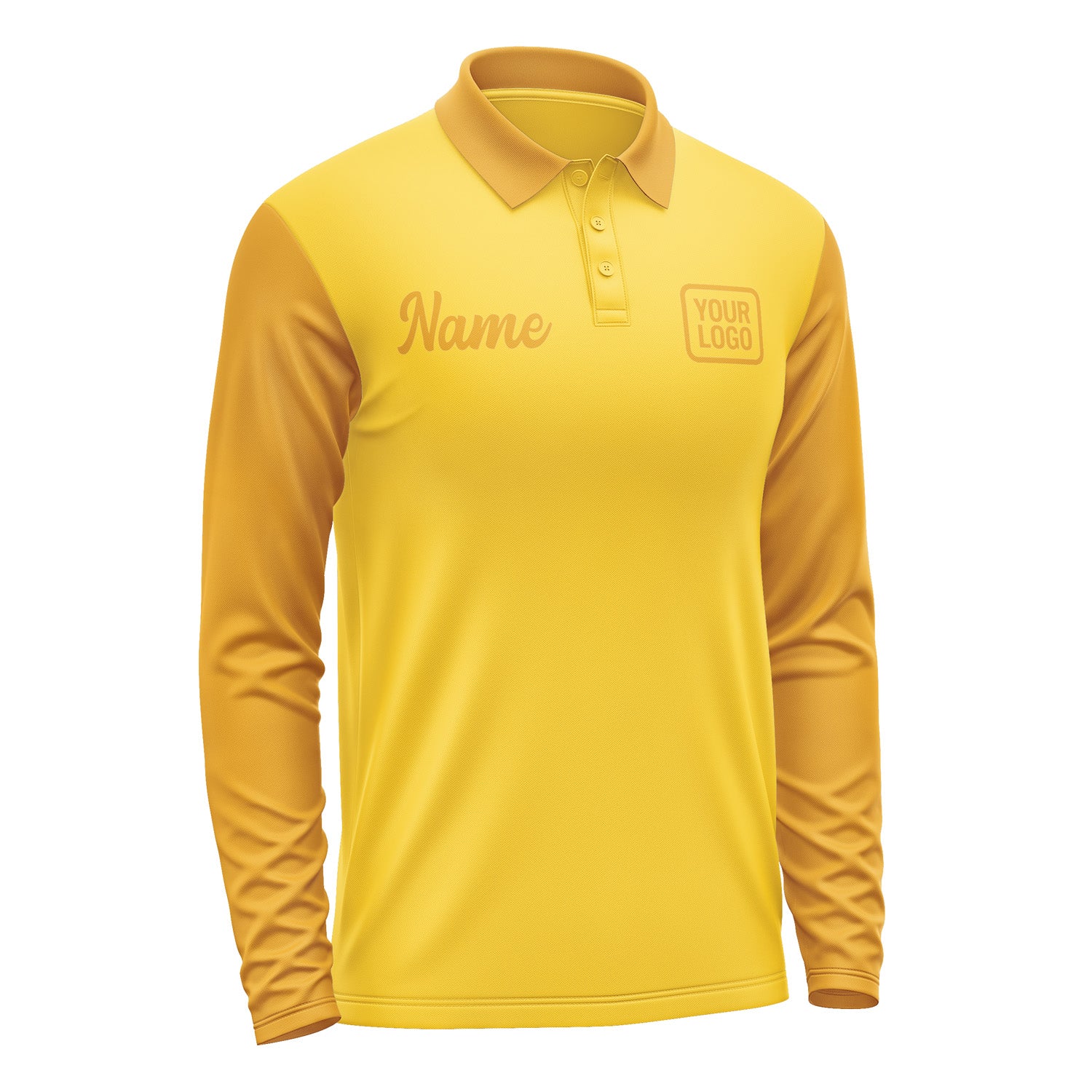 Custom Gold Yellow Long Sleeve Polo Shirt Pl301919B119