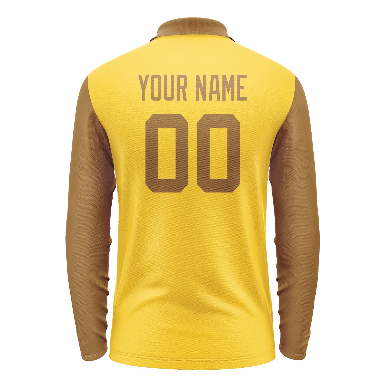 Custom Gold Khaki Long Sleeve Polo Shirt Pl302222B122