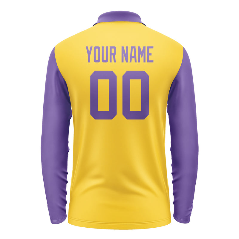 Custom Gold Light Purple Long Sleeve Polo Shirt Pl302323B123