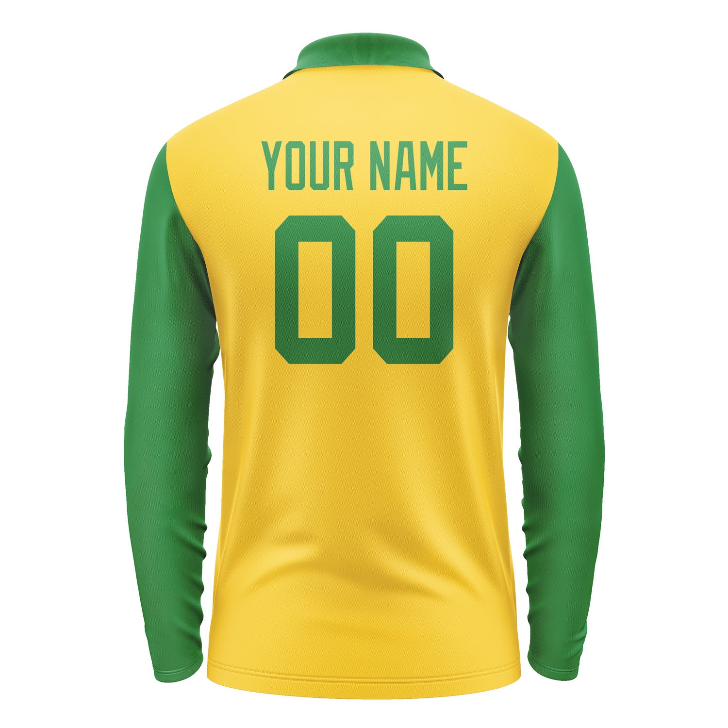 Custom Gold Emerald Green Long Sleeve Polo Shirt Pl302424B124