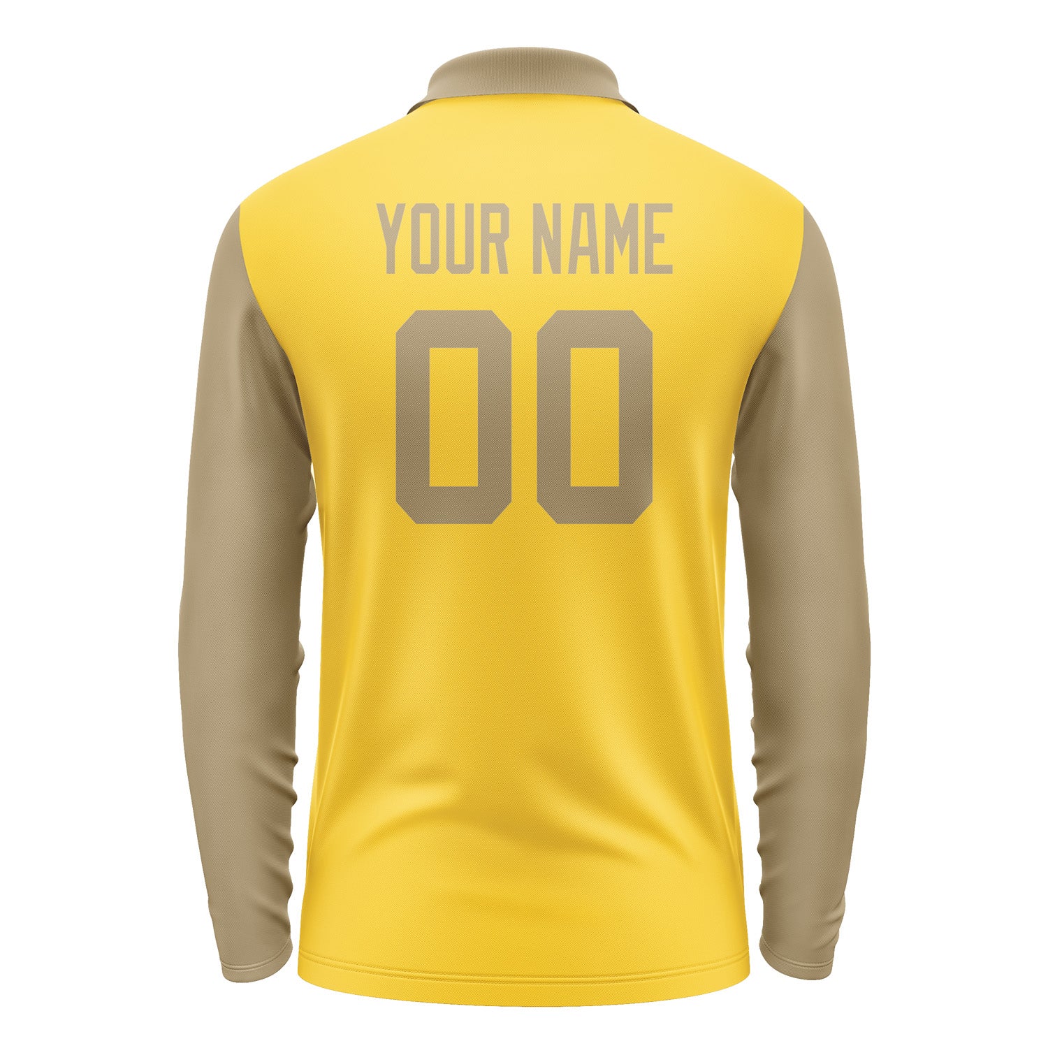 Custom Gold Light Khaki Long Sleeve Polo Shirt Pl302525B125