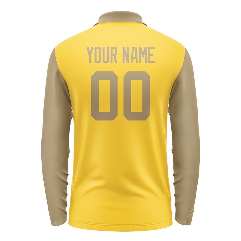 Custom Gold Light Khaki Long Sleeve Polo Shirt Pl302525B125