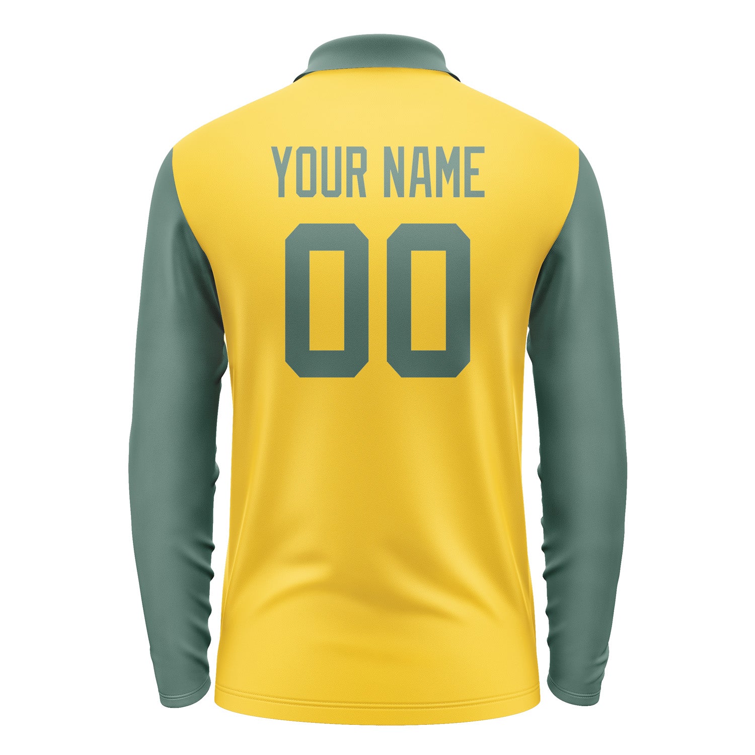 Custom Gold Blue Green Long Sleeve Polo Shirt Pl302727B127