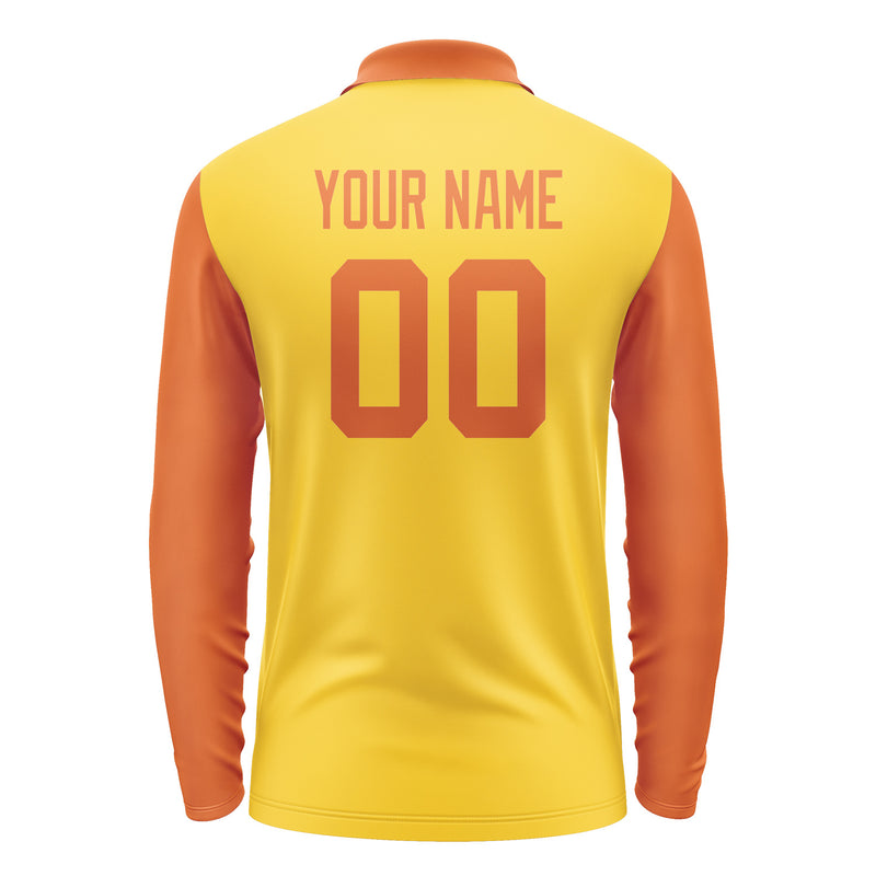 Custom Gold Orange Long Sleeve Polo Shirt Pl302828B128