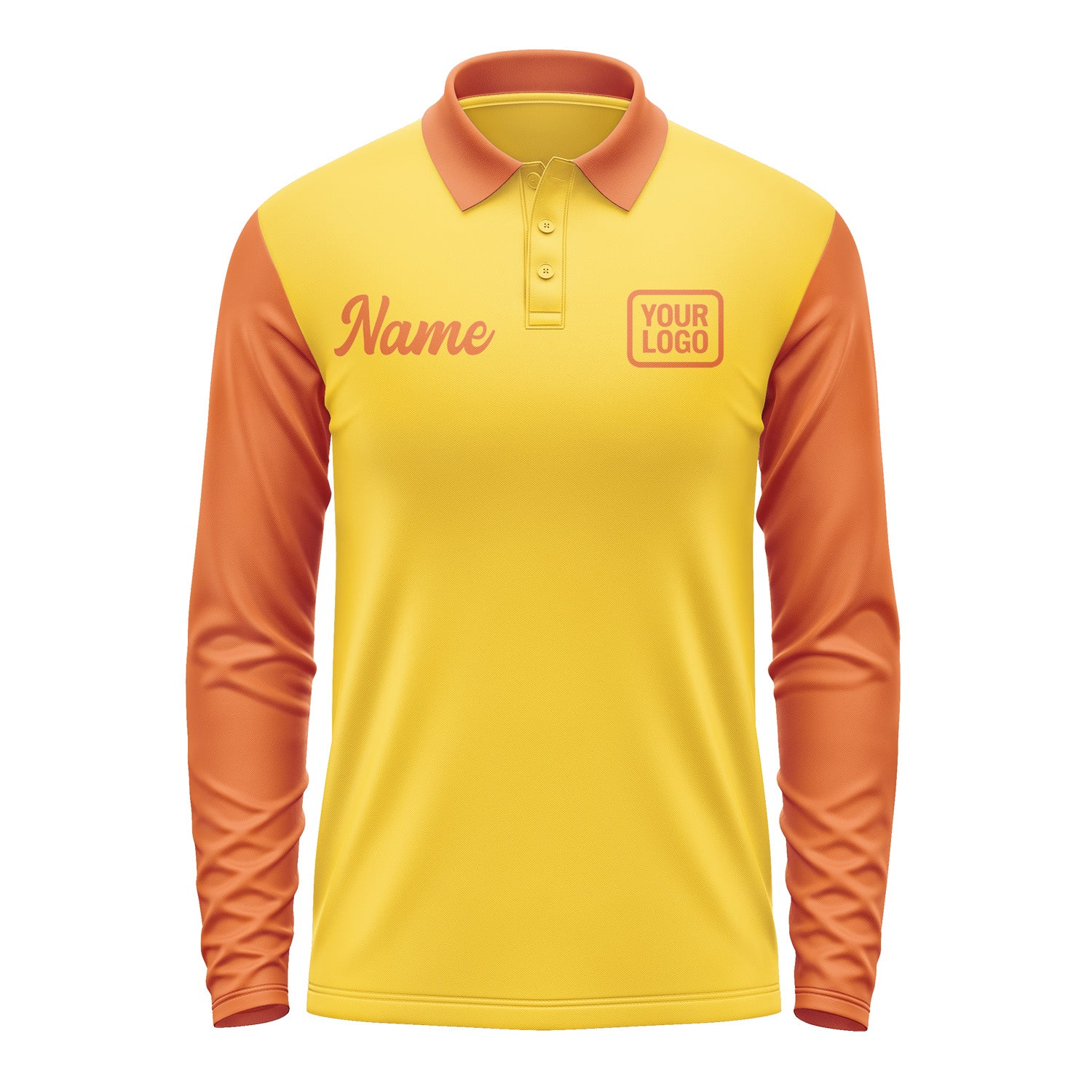 Custom Gold Orange Long Sleeve Polo Shirt Pl302828B128