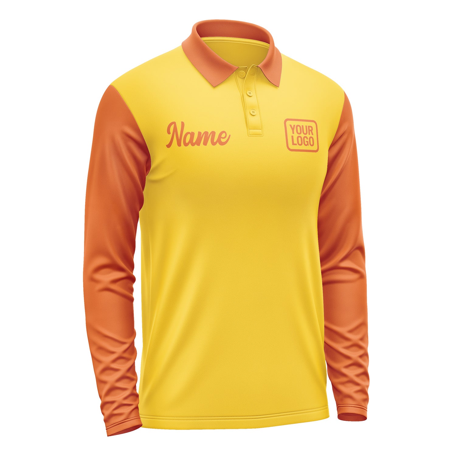 Custom Gold Orange Long Sleeve Polo Shirt Pl302828B128