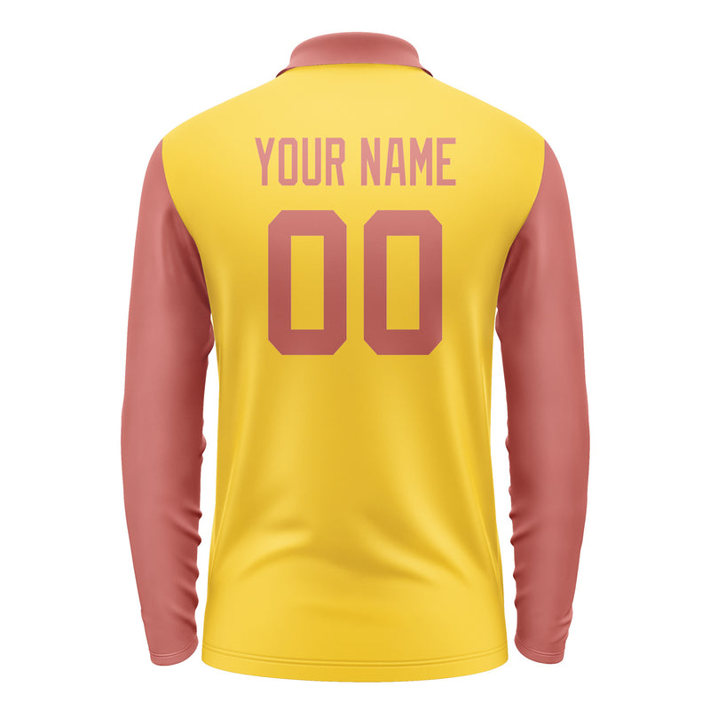 Custom Gold Copper Rose Long Sleeve Polo Shirt Pl302929B129
