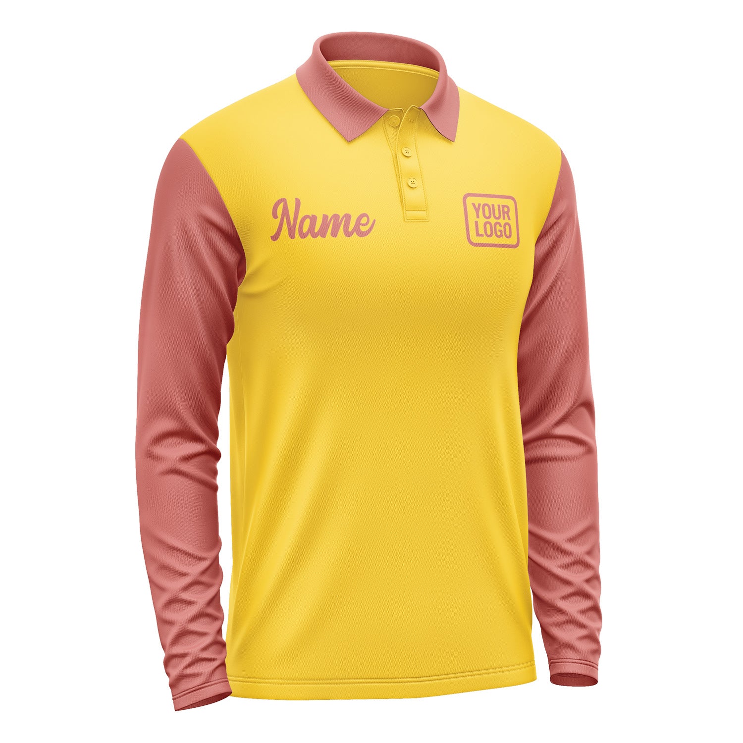 Custom Gold Copper Rose Long Sleeve Polo Shirt Pl302929B129