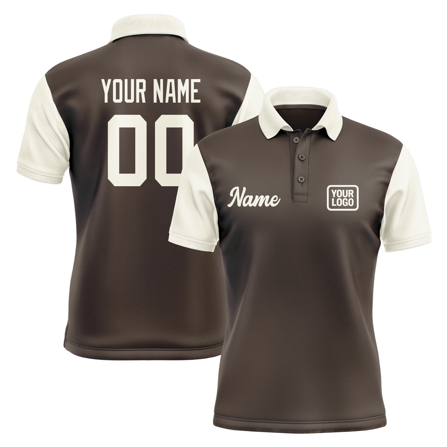 Custom Brown Cream Short-Sleeve Polo Shirt PO010303B103