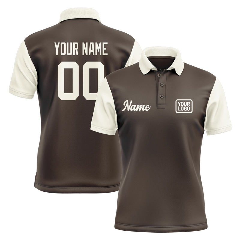 Custom Brown Cream Short-Sleeve Polo Shirt PO010303B103