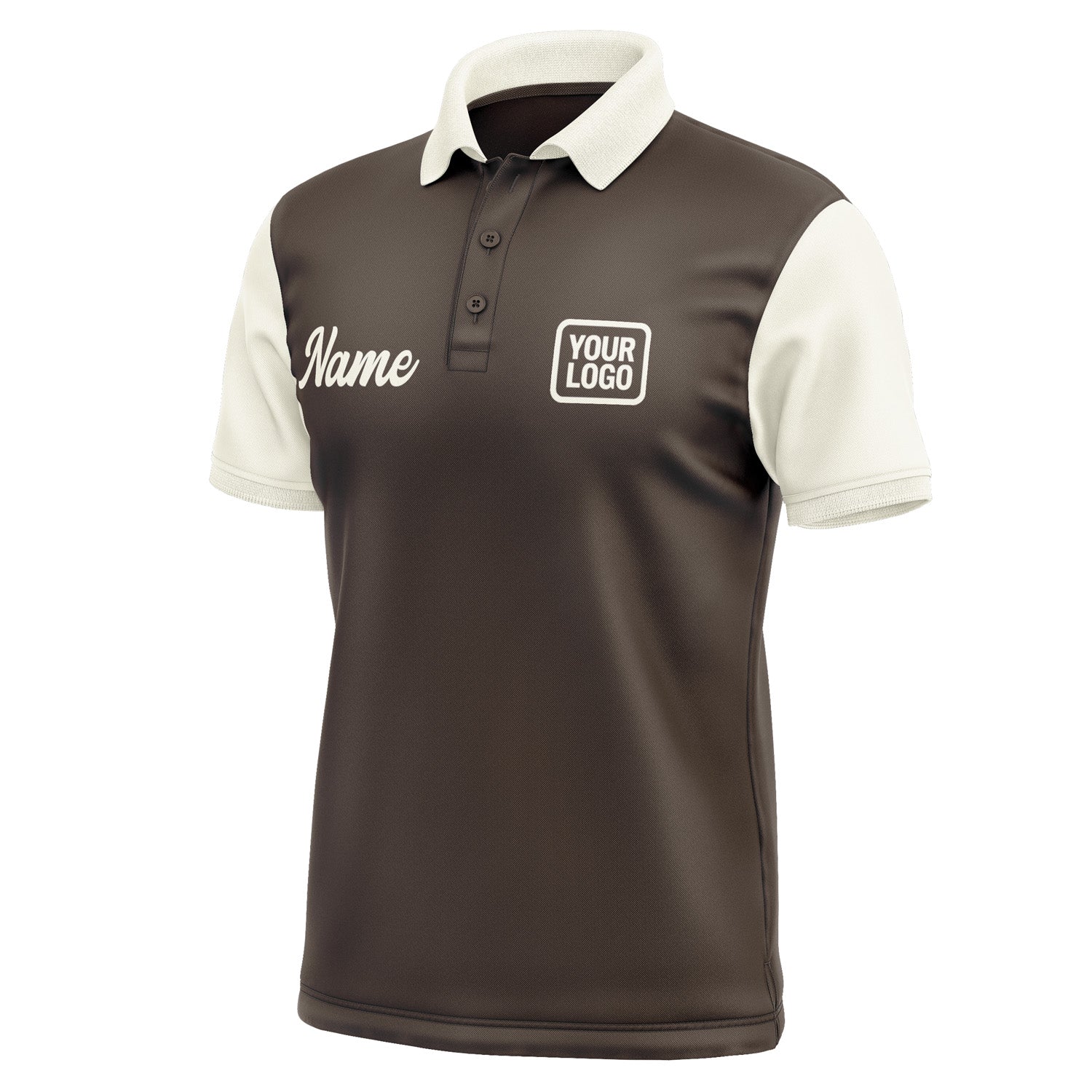 Custom Brown Cream Short-Sleeve Polo Shirt PO010303B103