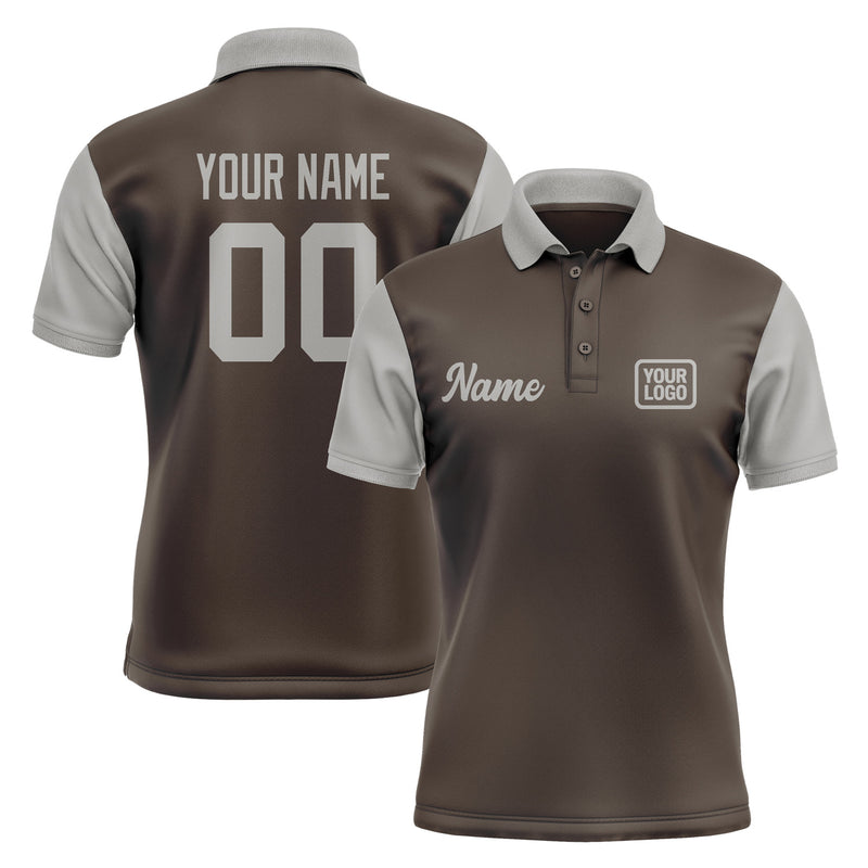 Custom Brown Gray Short-Sleeve Polo Shirt PO010404B104