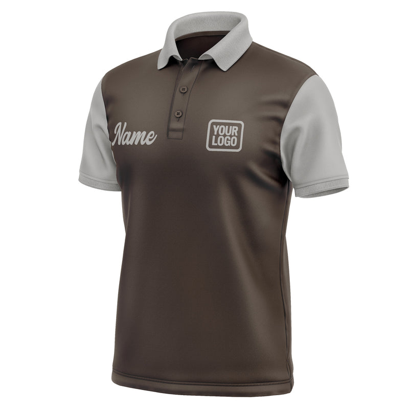 Custom Brown Gray Short-Sleeve Polo Shirt PO010404B104