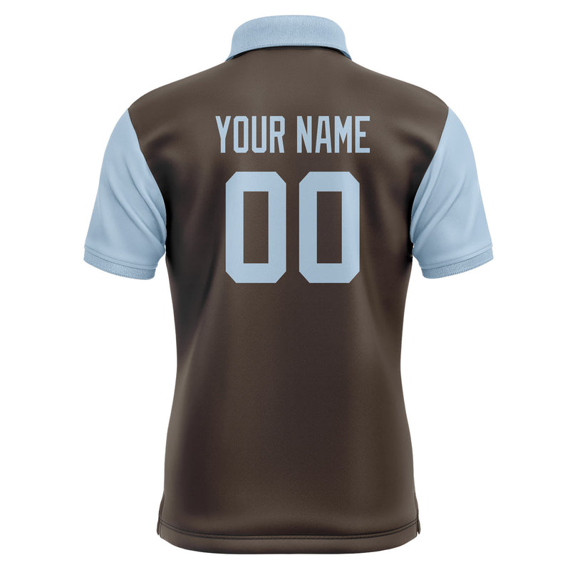 Custom Brown Light Blue Short-Sleeve Polo Shirt PO010808B108