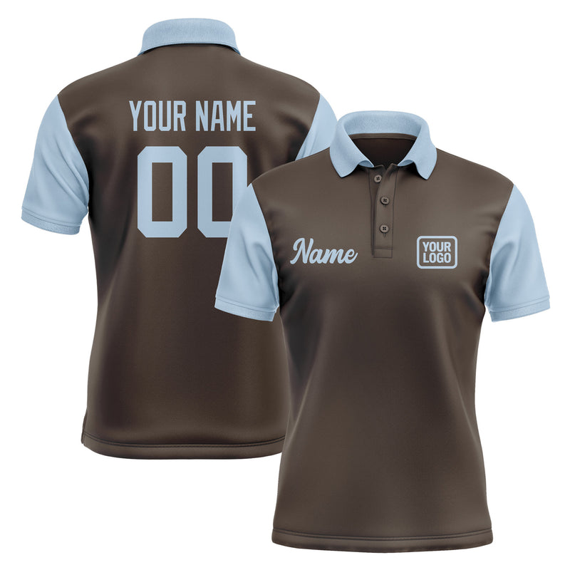 Custom Brown Light Blue Short-Sleeve Polo Shirt PO010808B108