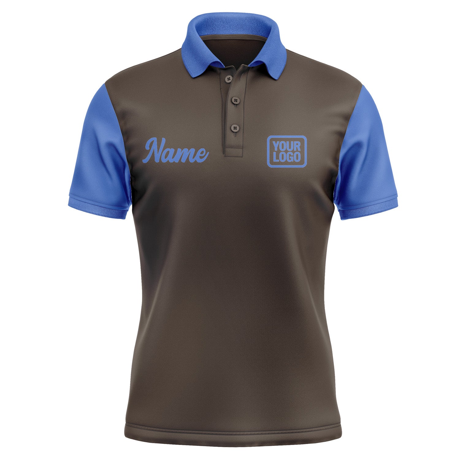 Custom Brown Sky Blue Short-Sleeve Polo Shirt PO010909B109
