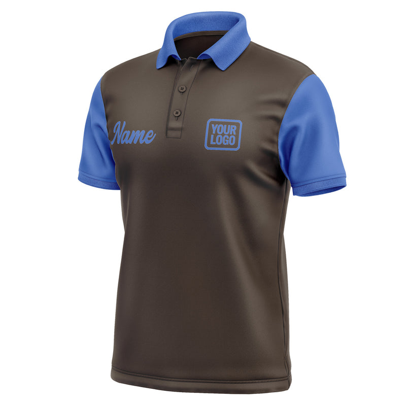 Custom Brown Sky Blue Short-Sleeve Polo Shirt PO010909B109