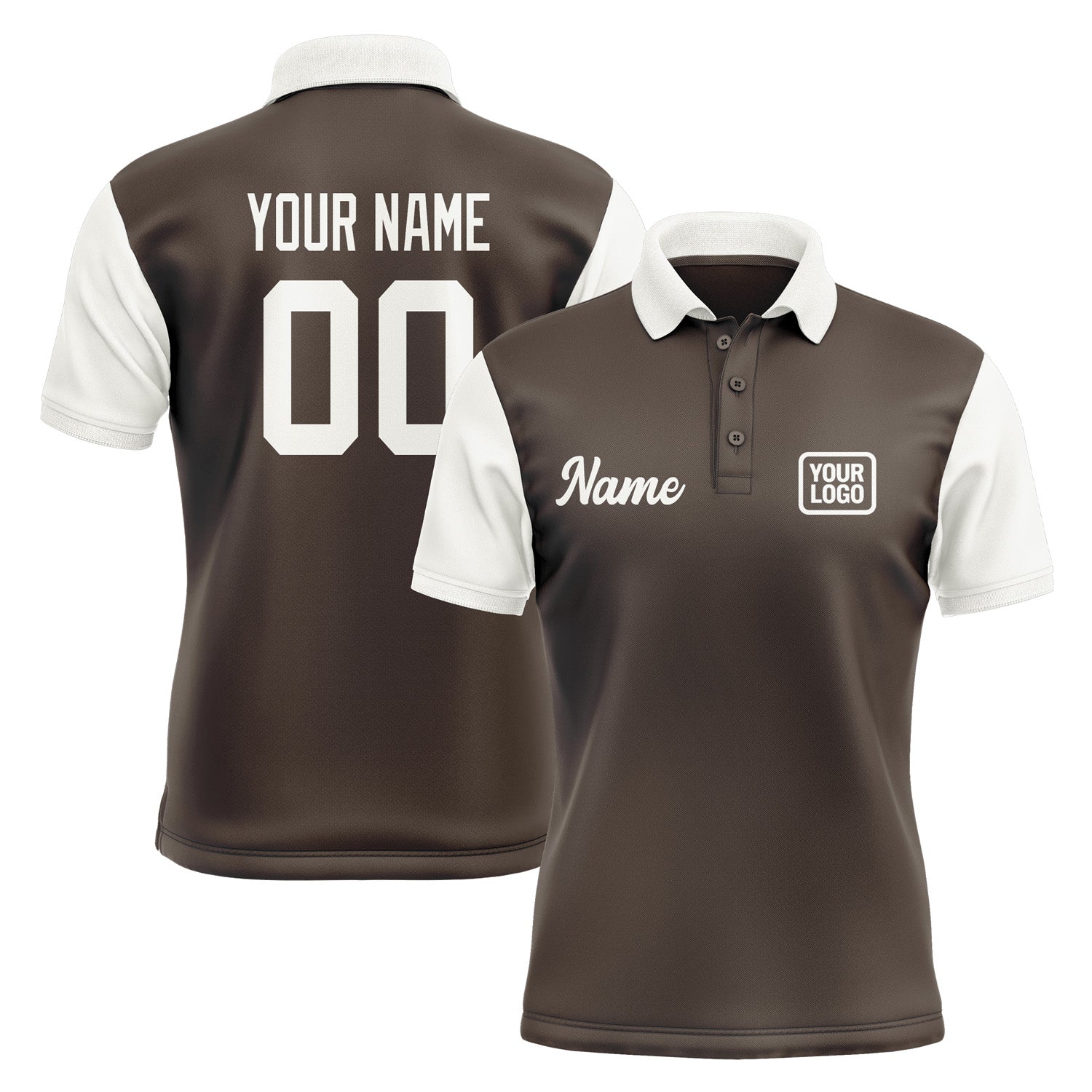Custom Brown White Short-Sleeve Polo Shirt PO011818B118