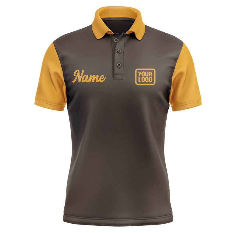 Custom Brown Yellow Short-Sleeve Polo Shirt PO011919B119