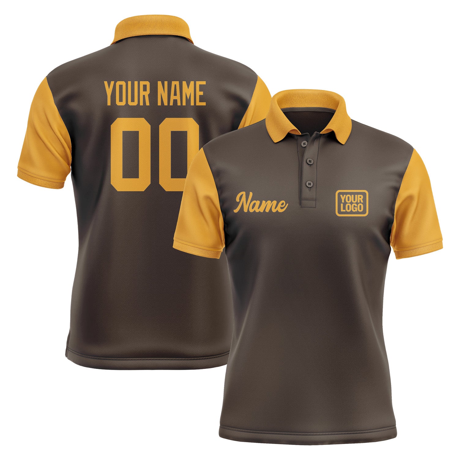 Custom Brown Yellow Short-Sleeve Polo Shirt PO011919B119