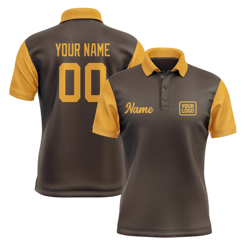Custom Brown Yellow Short-Sleeve Polo Shirt PO011919B119