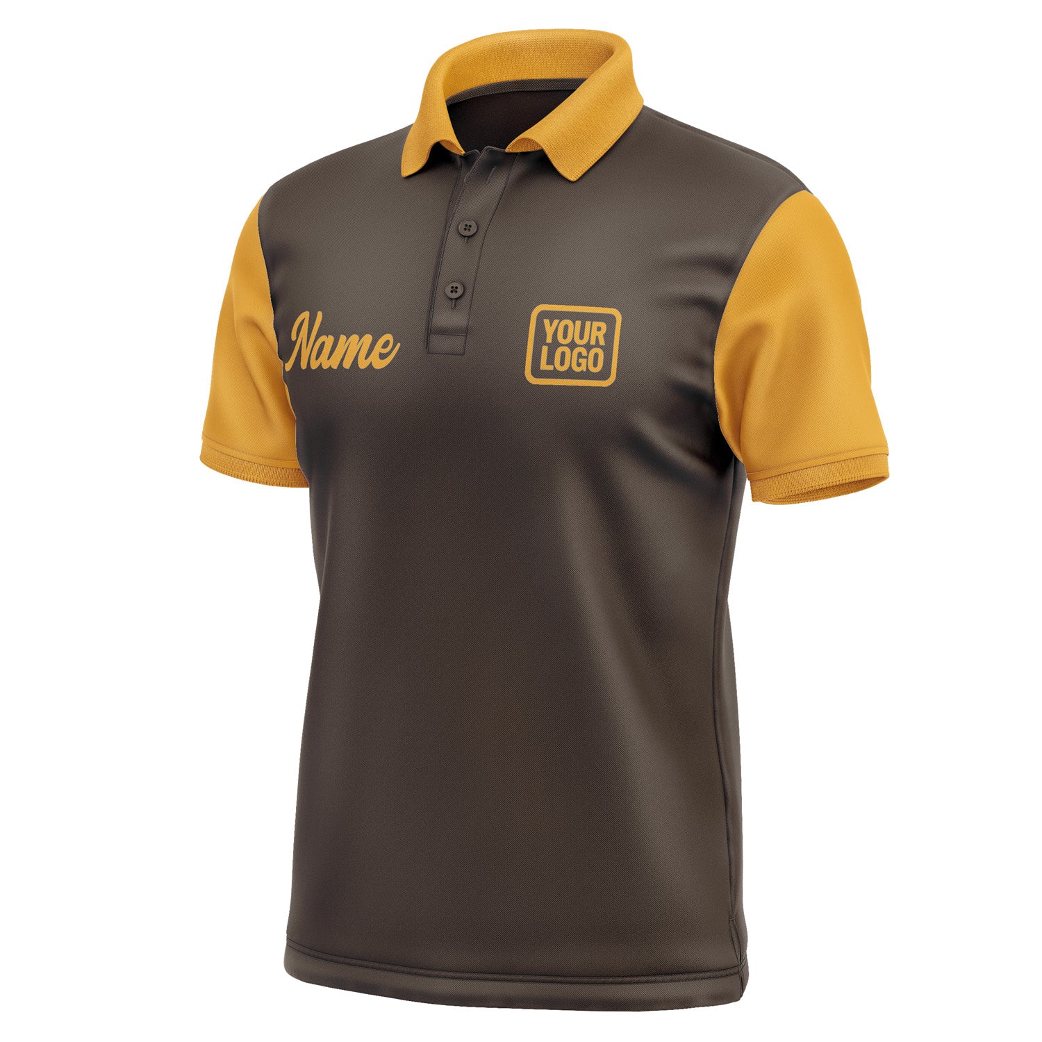 Custom Brown Yellow Short-Sleeve Polo Shirt PO011919B119