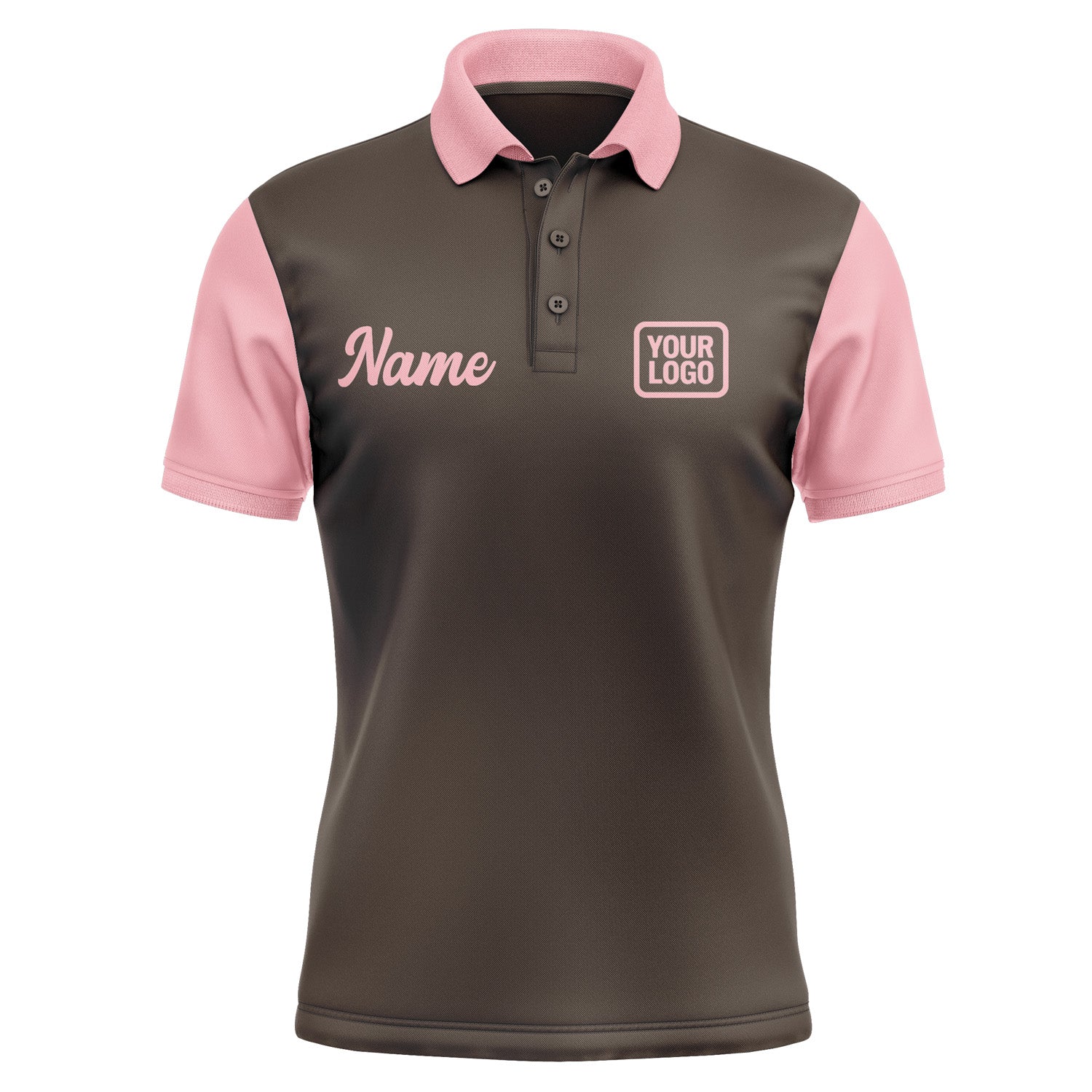 Custom Brown Light Pink Short-Sleeve Polo Shirt PO012121B121