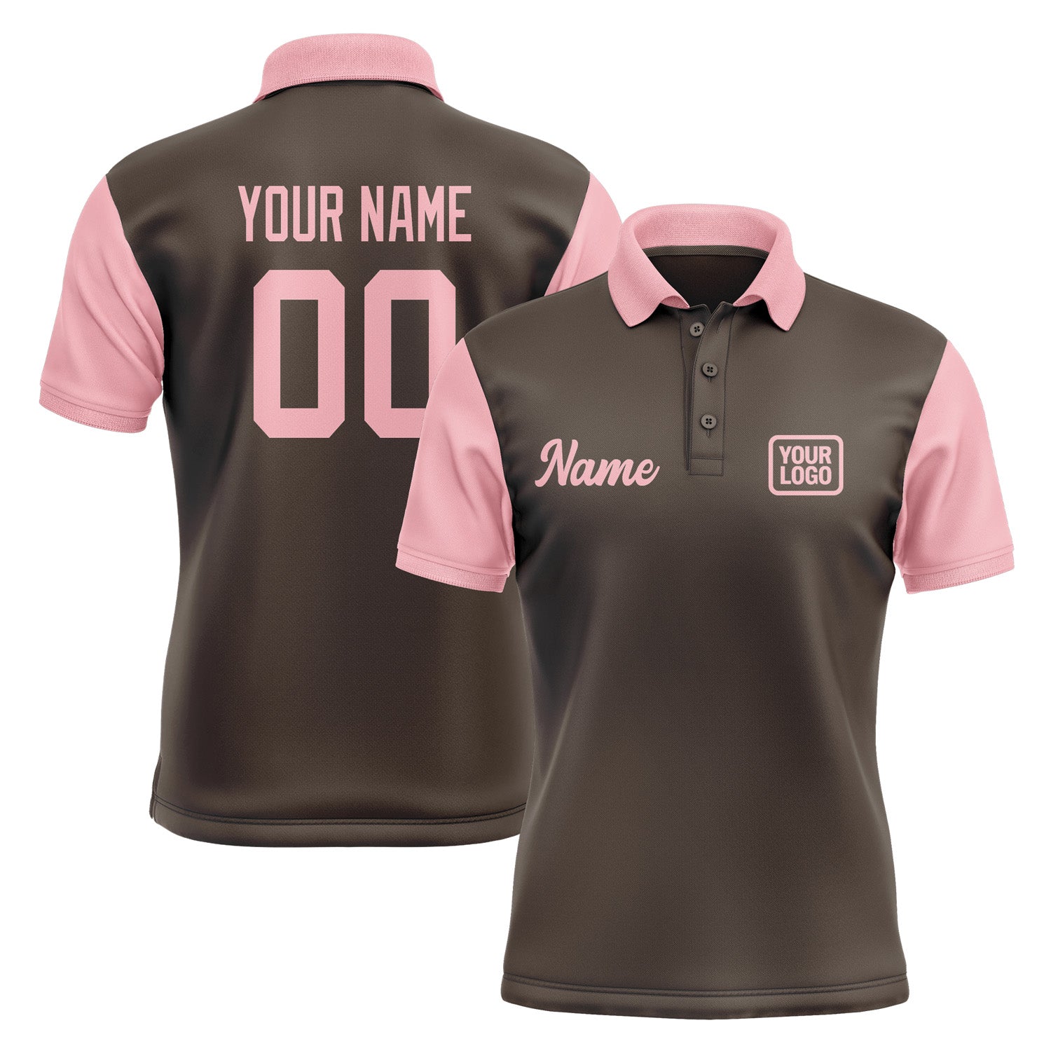 Custom Brown Light Pink Short-Sleeve Polo Shirt PO012121B121