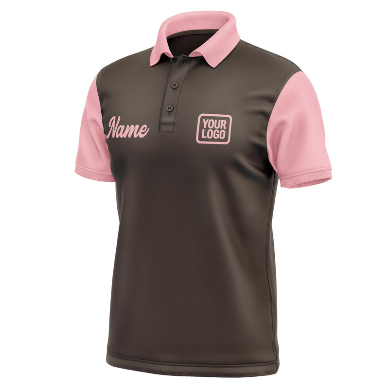 Custom Brown Light Pink Short-Sleeve Polo Shirt PO012121B121