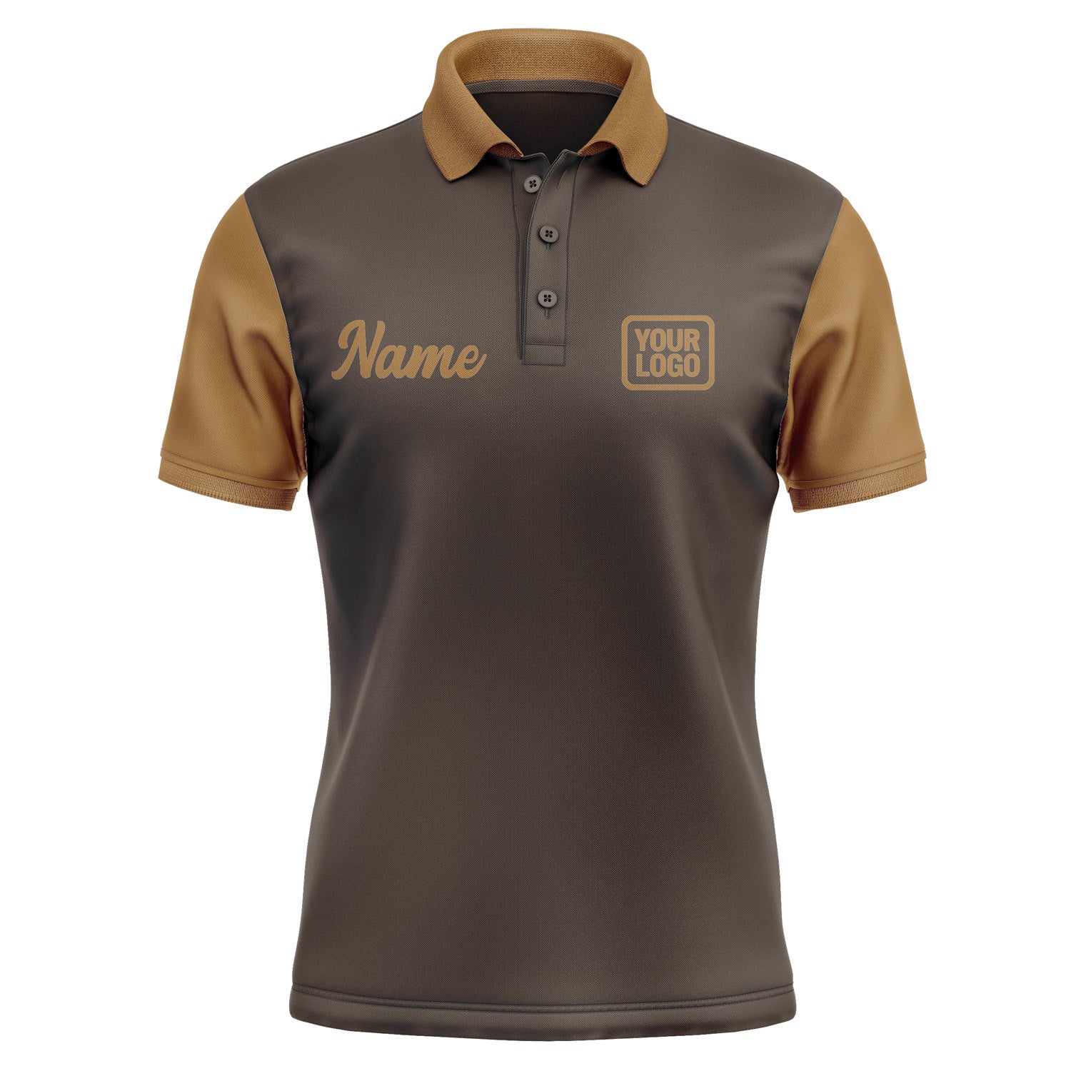 Custom Brown Khaki Short-Sleeve Polo Shirt PO012222B122
