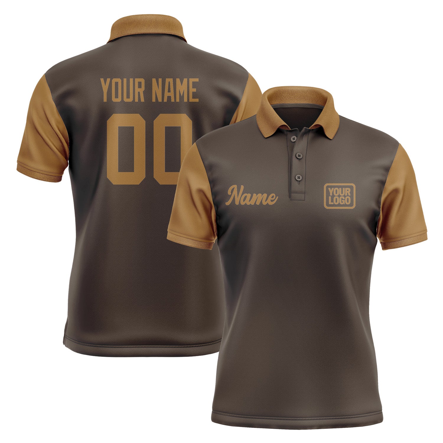 Custom Brown Khaki Short-Sleeve Polo Shirt PO012222B122