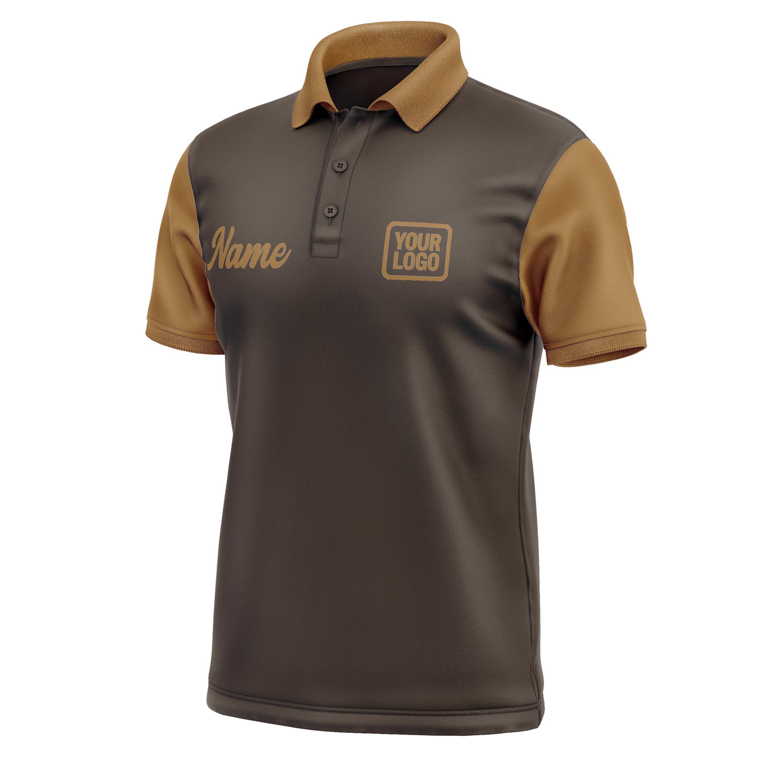 Custom Brown Khaki Short-Sleeve Polo Shirt PO012222B122
