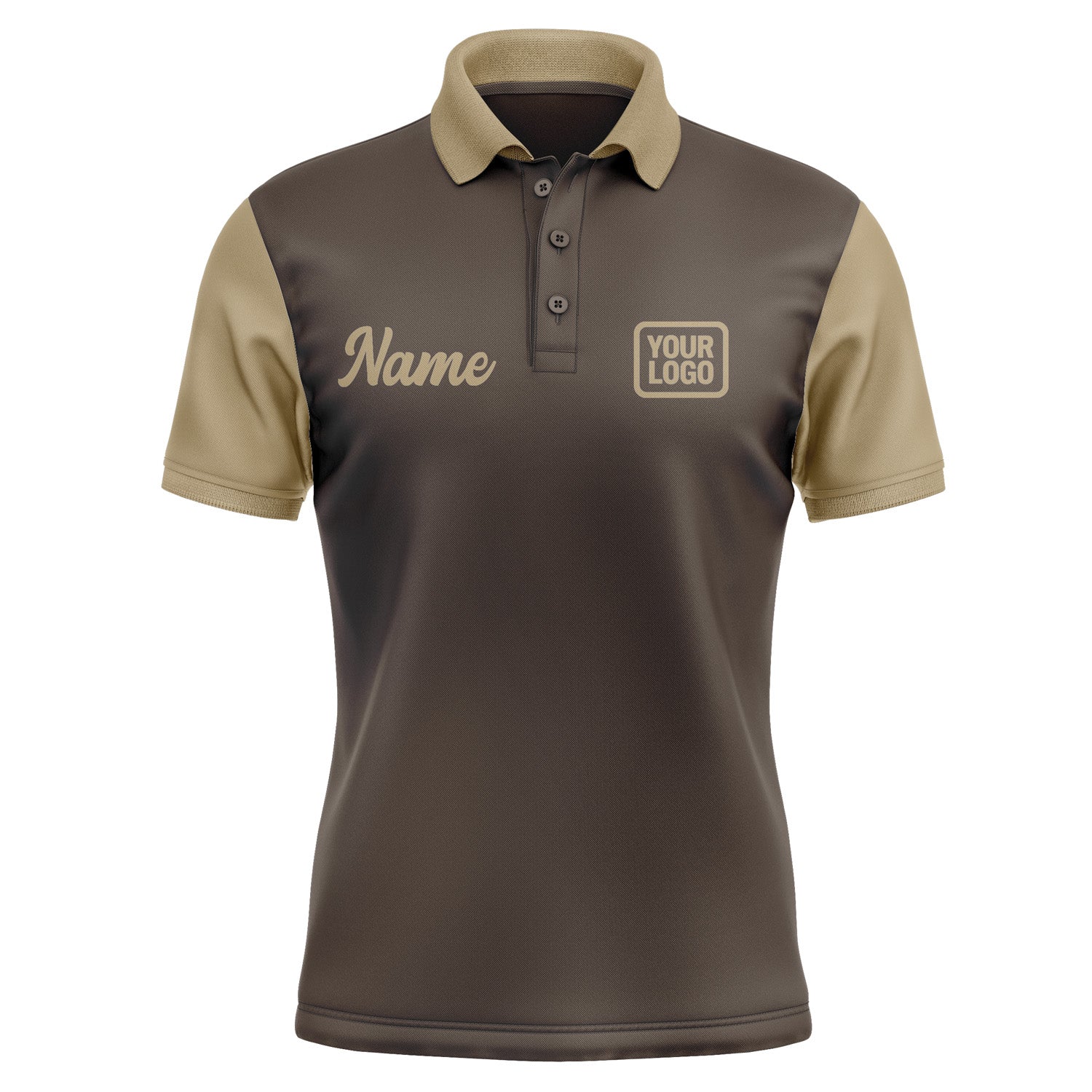 Custom Brown Light Khaki Short-Sleeve Polo Shirt PO012525B125