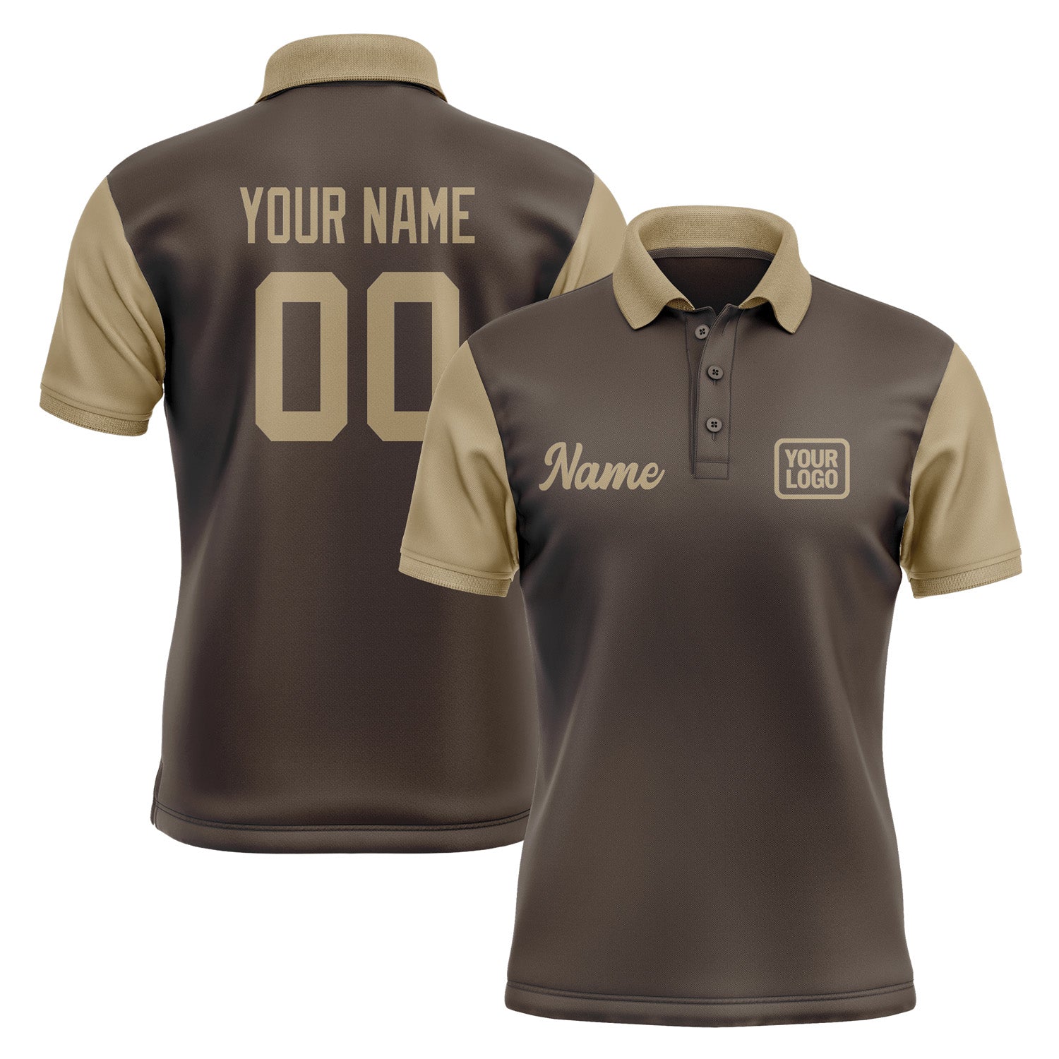 Custom Brown Light Khaki Short-Sleeve Polo Shirt PO012525B125