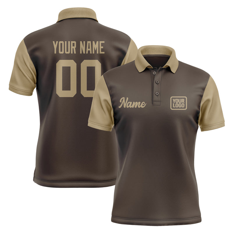 Custom Brown Light Khaki Short-Sleeve Polo Shirt PO012525B125