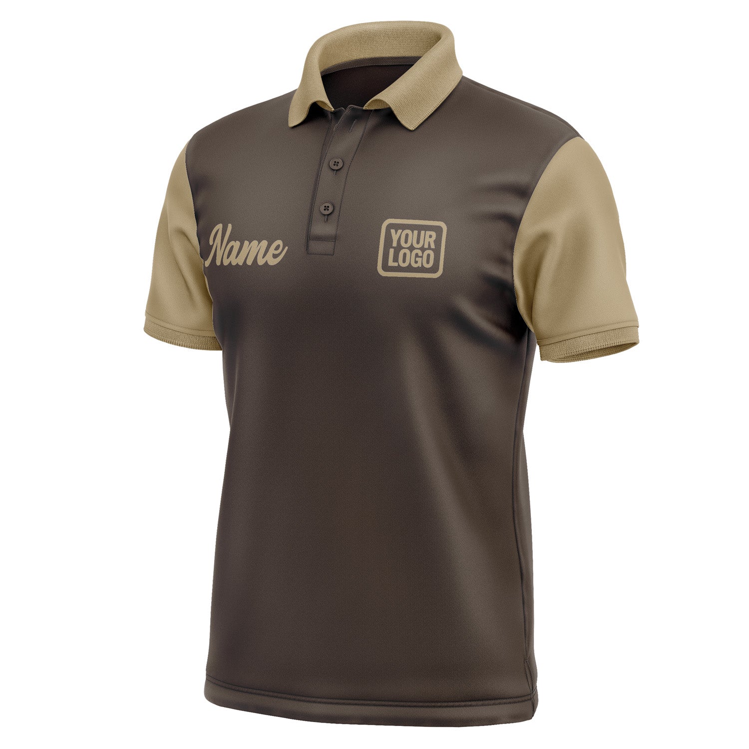 Custom Brown Light Khaki Short-Sleeve Polo Shirt PO012525B125