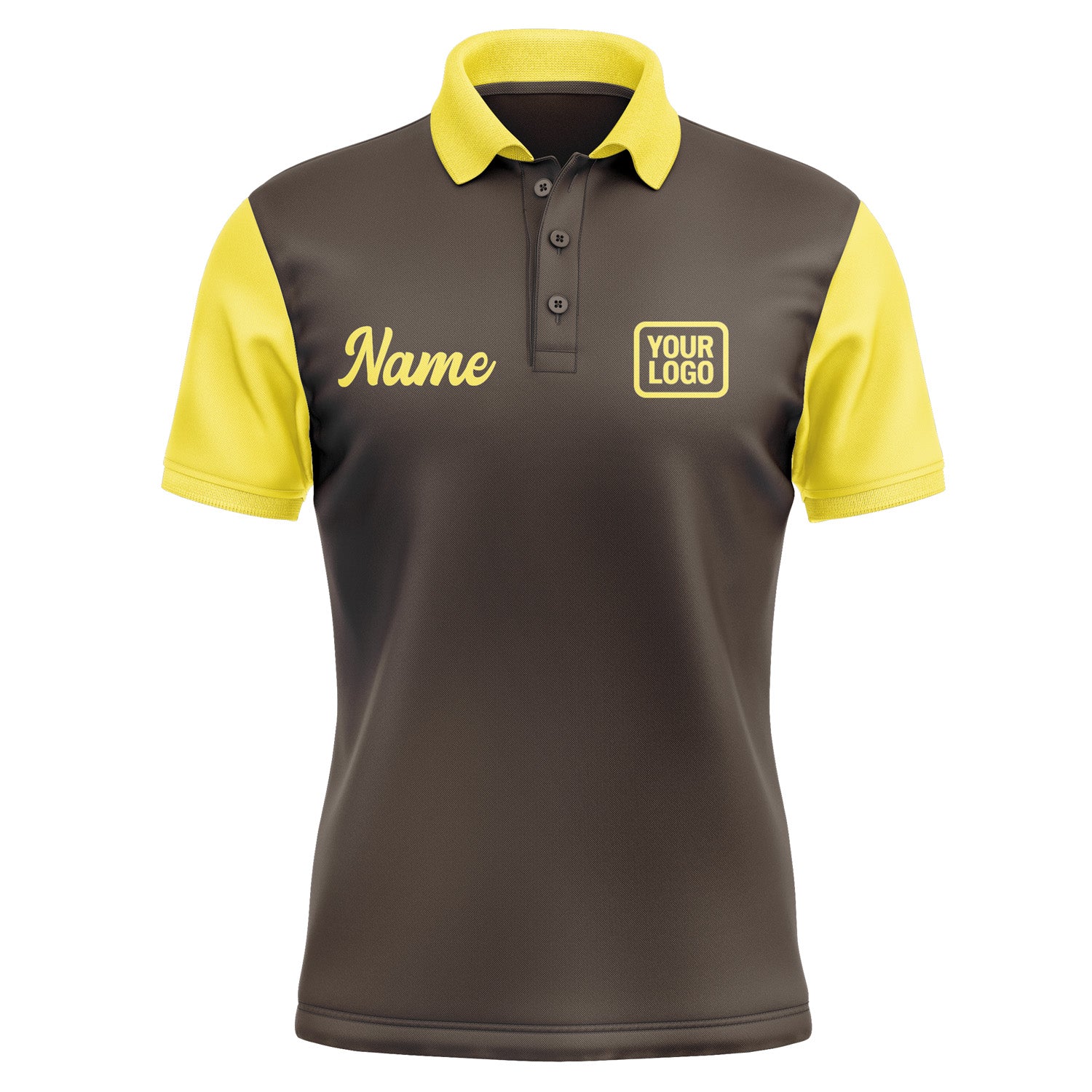 Custom Brown Light Yellow Short-Sleeve Polo Shirt PO012626B126
