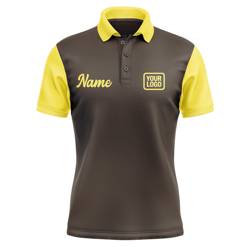 Custom Brown Light Yellow Short-Sleeve Polo Shirt PO012626B126