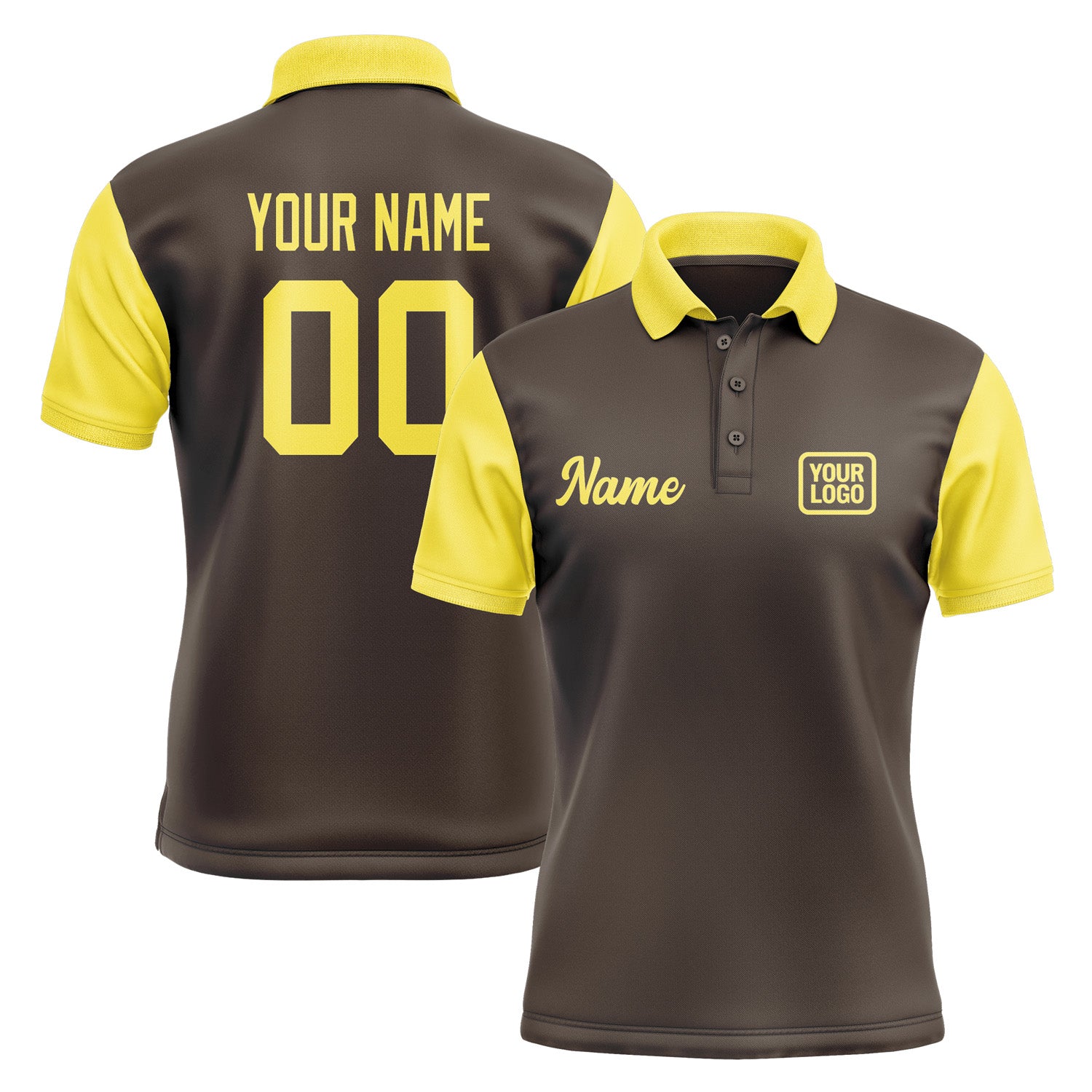 Custom Brown Light Yellow Short-Sleeve Polo Shirt PO012626B126