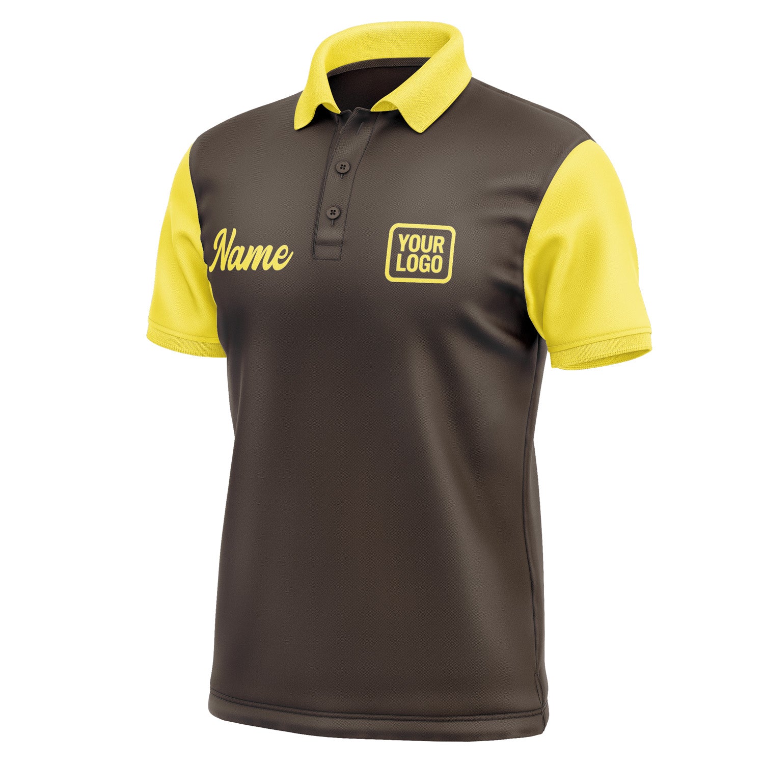 Custom Brown Light Yellow Short-Sleeve Polo Shirt PO012626B126