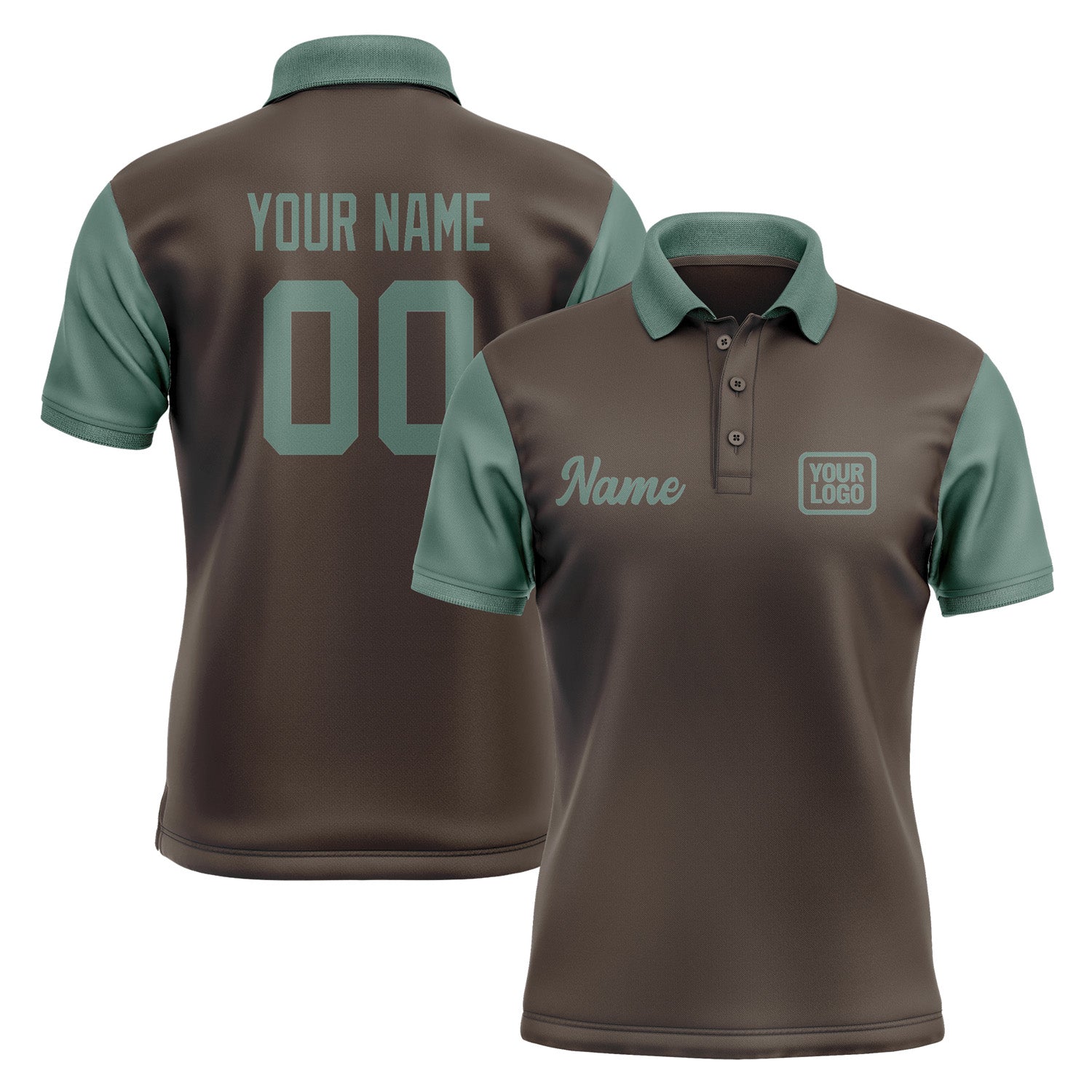 Custom Brown Blue Green Short-Sleeve Polo Shirt PO012727B127