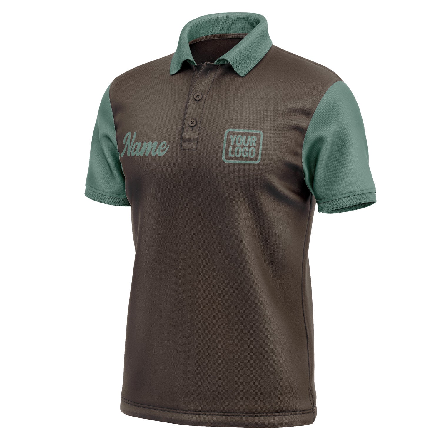 Custom Brown Blue Green Short-Sleeve Polo Shirt PO012727B127