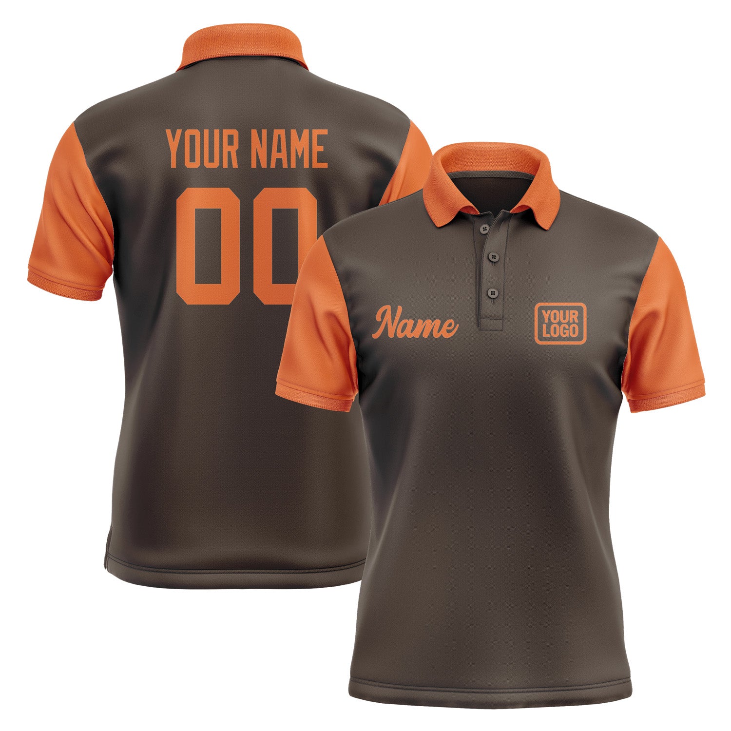 Custom Brown Orange Short-Sleeve Polo Shirt PO012828B128