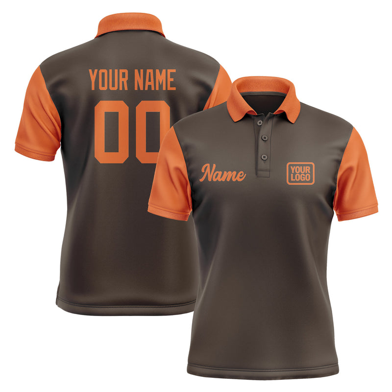 Custom Brown Orange Short-Sleeve Polo Shirt PO012828B128