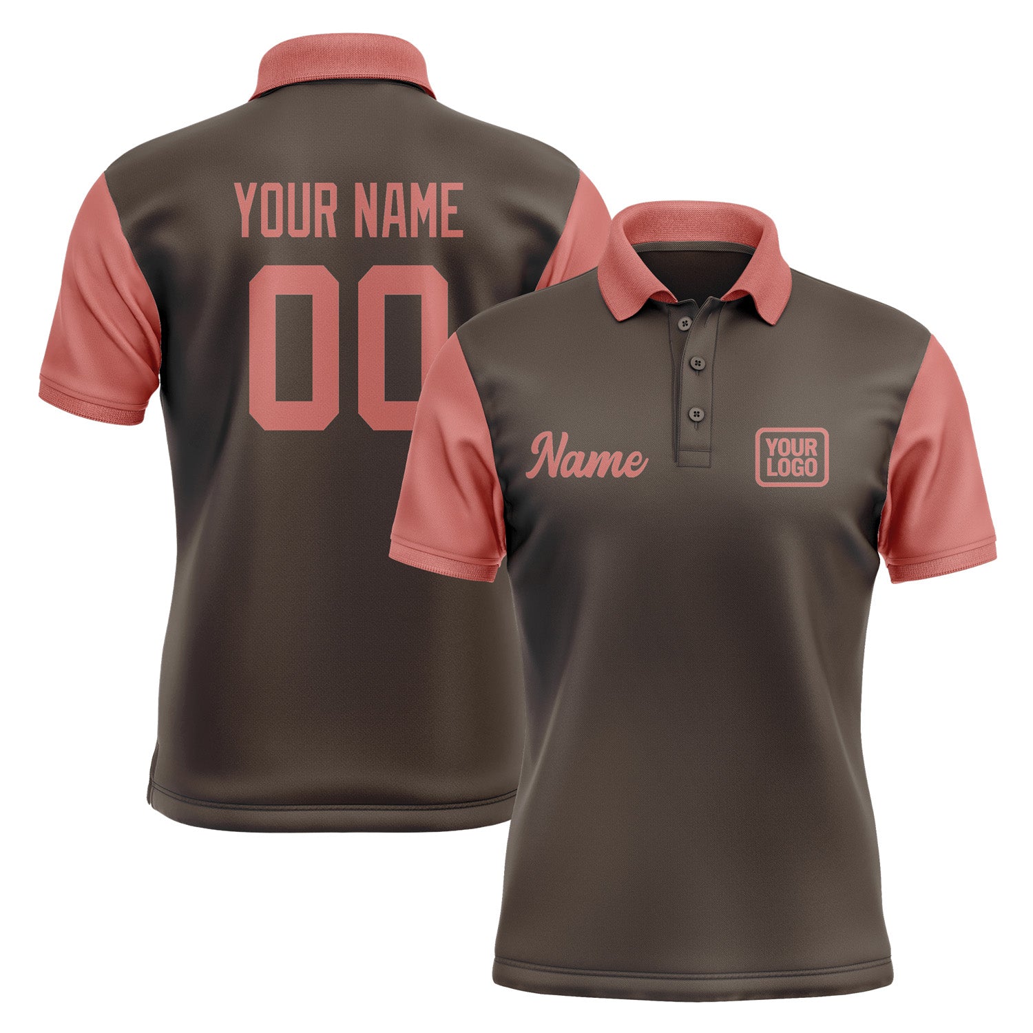 Custom Brown Copper Rose Short-Sleeve Polo Shirt PO012929B129