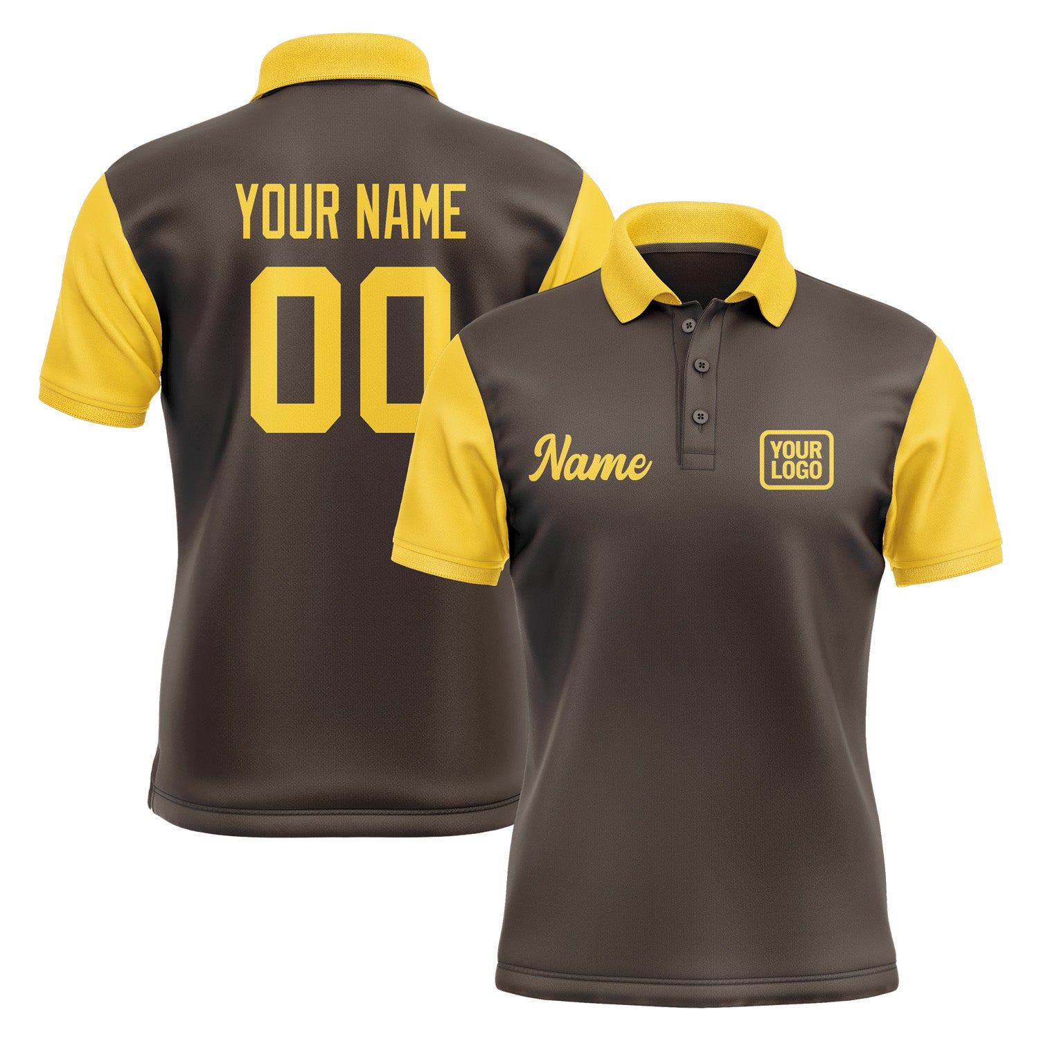 Custom Brown Gold Short-Sleeve Polo Shirt PO013030B130