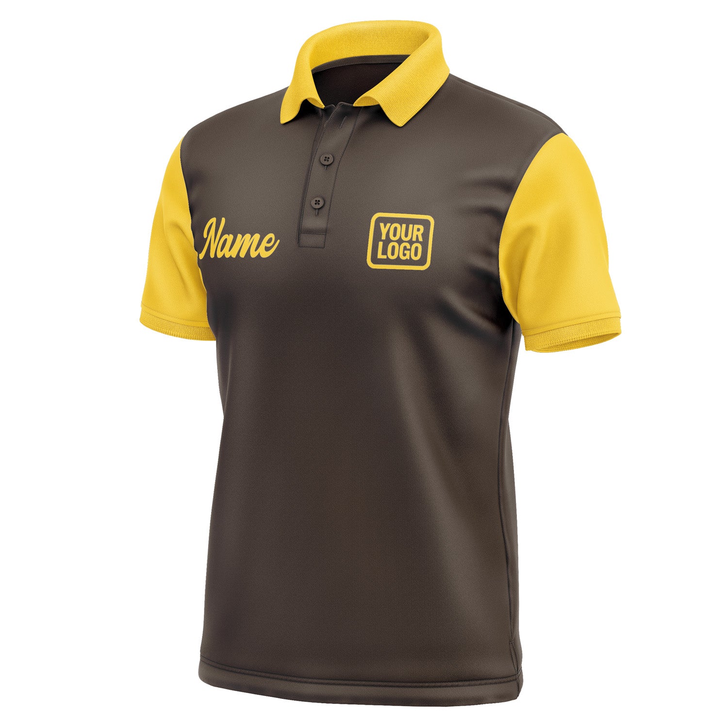 Custom Brown Gold Short-Sleeve Polo Shirt PO013030B130