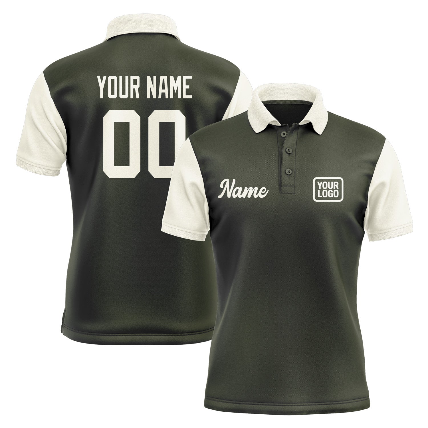 Custom Olive Cream Short-Sleeve Polo Shirt PO020303B103