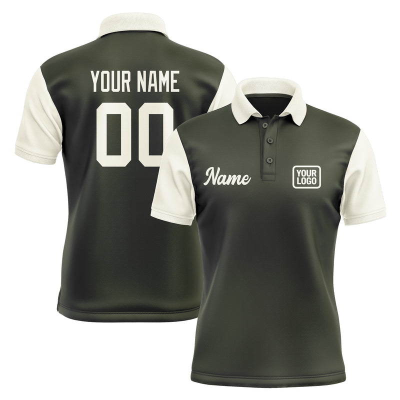 Custom Olive Cream Short-Sleeve Polo Shirt PO020303B103